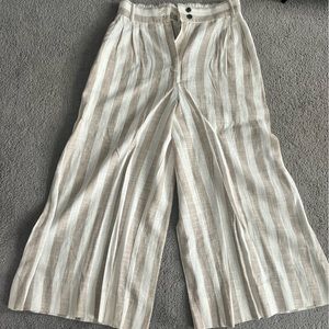 H&M linen cropped wide leg pant